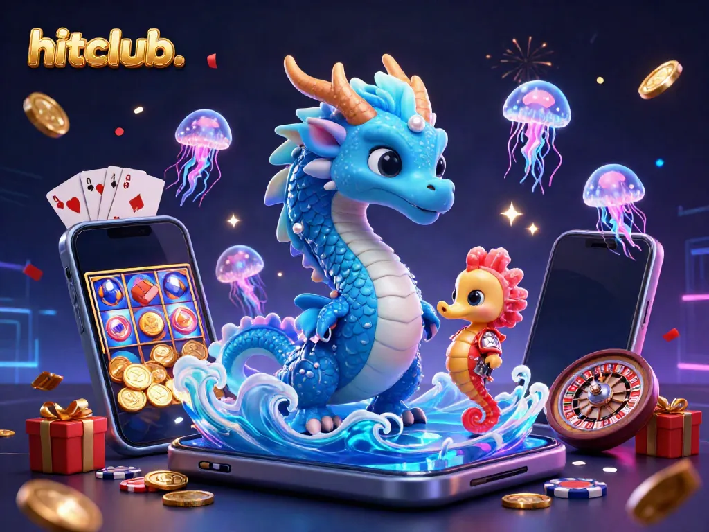 Experience vibrant slot game action with hitclub. in this ultra-detailed 3D casino illustration.