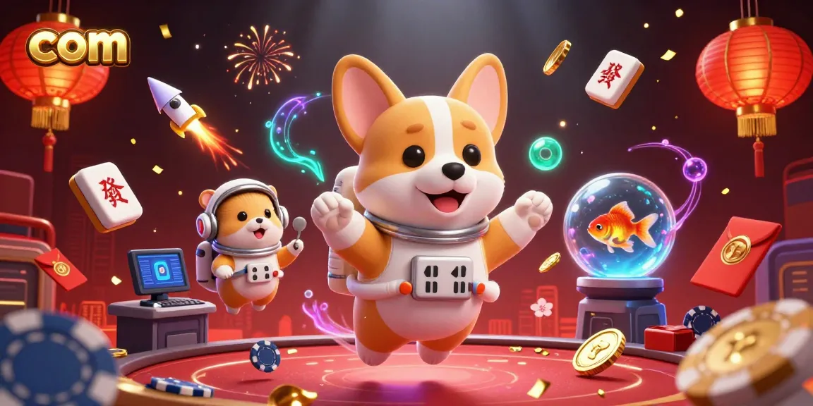 Engage in thrilling gameplay at com with an astronaut corgi and casino elements in a vibrant space scene.