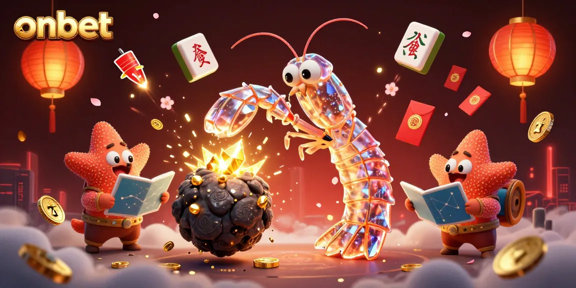 Experience thrilling gameplay with ONBET and the galactic samurai shrimp, as riches explode in this vibrant gambling scene.