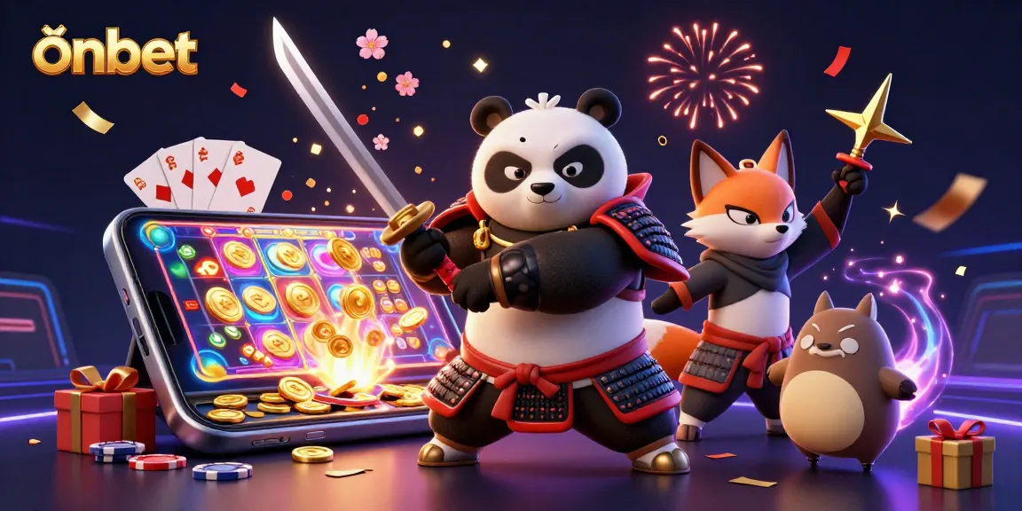 Experience thrilling gaming at onbet with samurai panda, ninja fox, and magical tanuki inspired by exciting casino action.