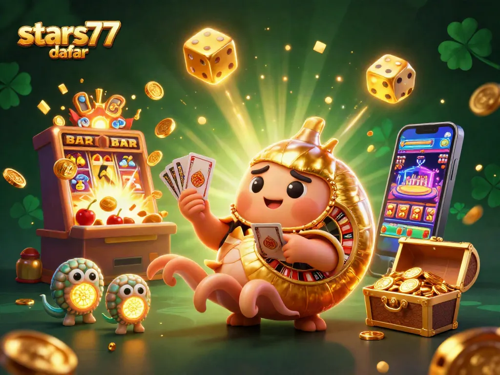 Menangkan permainan dengan stars77 daftar yang menampilkan karakter 3D dan elemen kasino yang penuh warna.