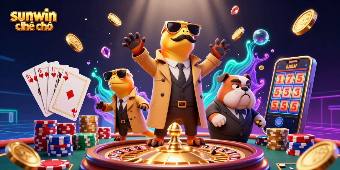 Engage in thrilling gameplay at sunwin chính chủ, featuring raptors in a trench coat entering a VIP casino lounge.