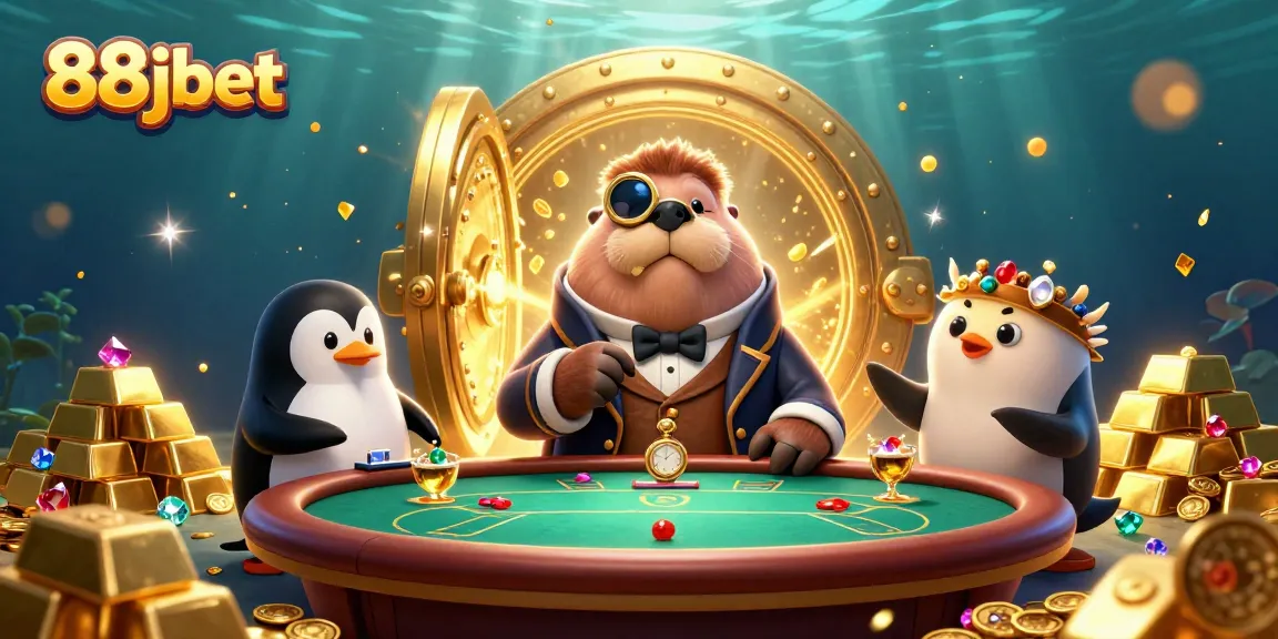 Experience thrilling poker action with 88jbet's whimsical underwater casino scene.