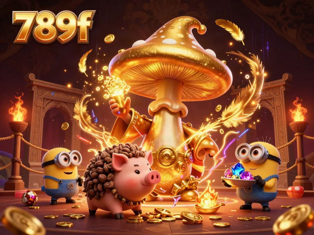 Experience the magic of 789f with a golden wizard, treasure, and vibrant casino elements.