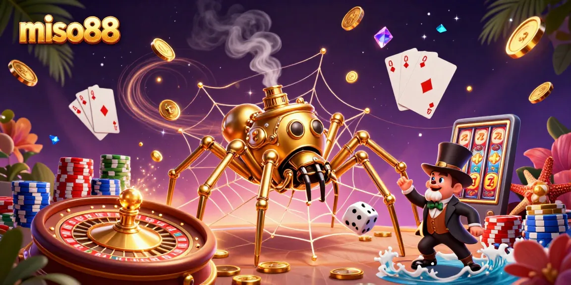 Catch exciting wins with miso88 in a vibrant 3D casino scene filled with action and dynamic elements.