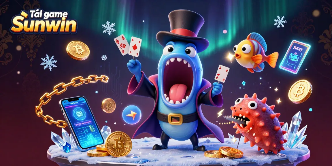 Tải game Sunwin for thrilling casino adventures with unique underwater characters and vibrant neon elements.