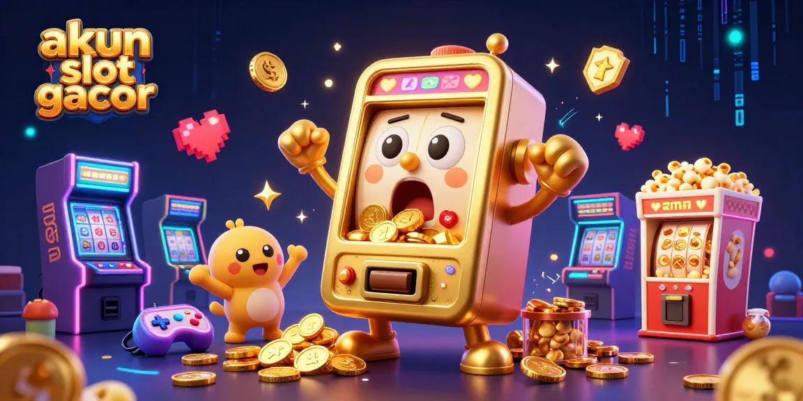Activate your akun slot gacor as the golden slot machine hits a jackpot in this vibrant casino scene.