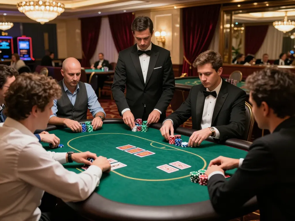 Players engage in strategic poker at LC88's luxurious casino table.