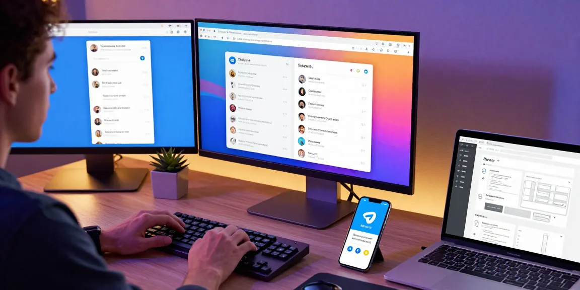 Engaging with Telegram Web Version on a modern desktop setup showcasing productivity.