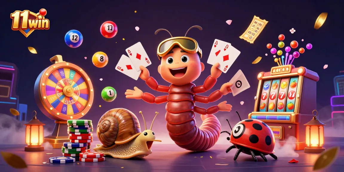 Engage with thrilling gaming action at 11 win with a vibrant 3D illustration showcasing lively casino elements.