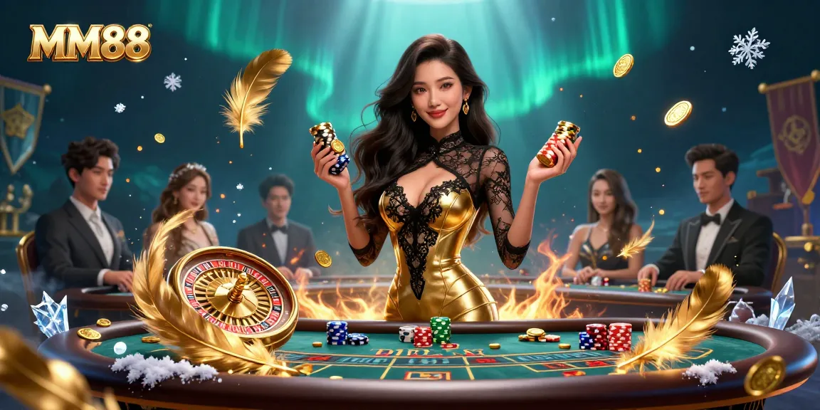 Experience high-stakes gameplay at MM88 with a glamorous baccarat scene full of gold.