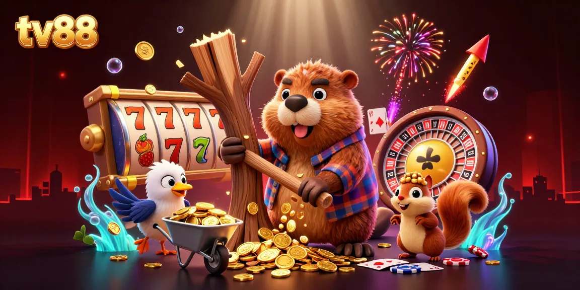 Engage with thrilling gaming action at tv88 featuring slots and roulette in a vibrant casino scene.