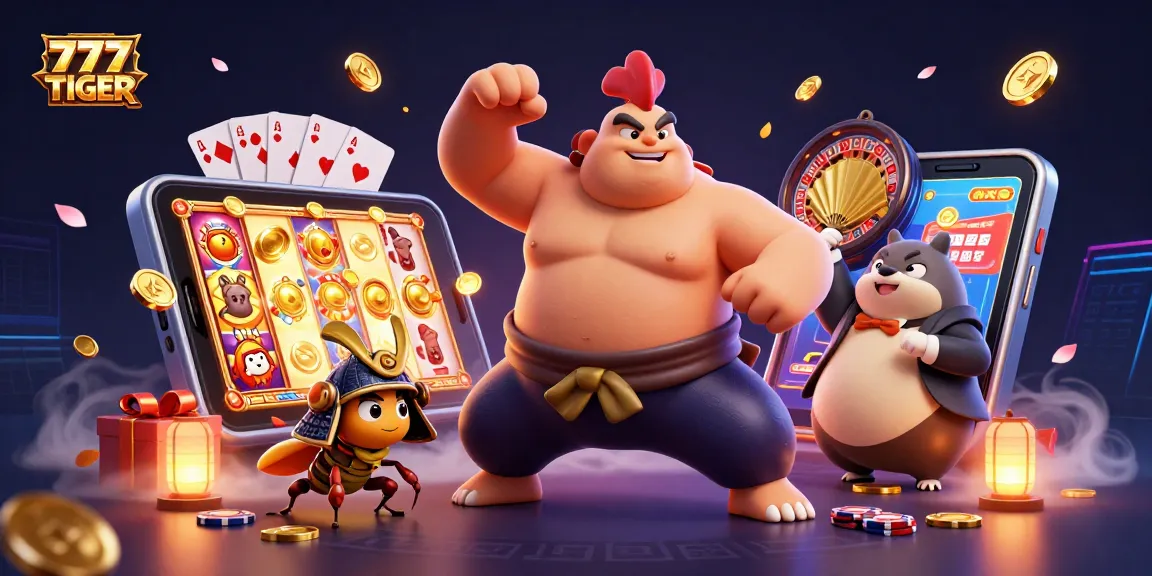 Engage in thrilling gameplay with 777TIGER at an immersive online casino as vibrant game elements surround powerful characters.