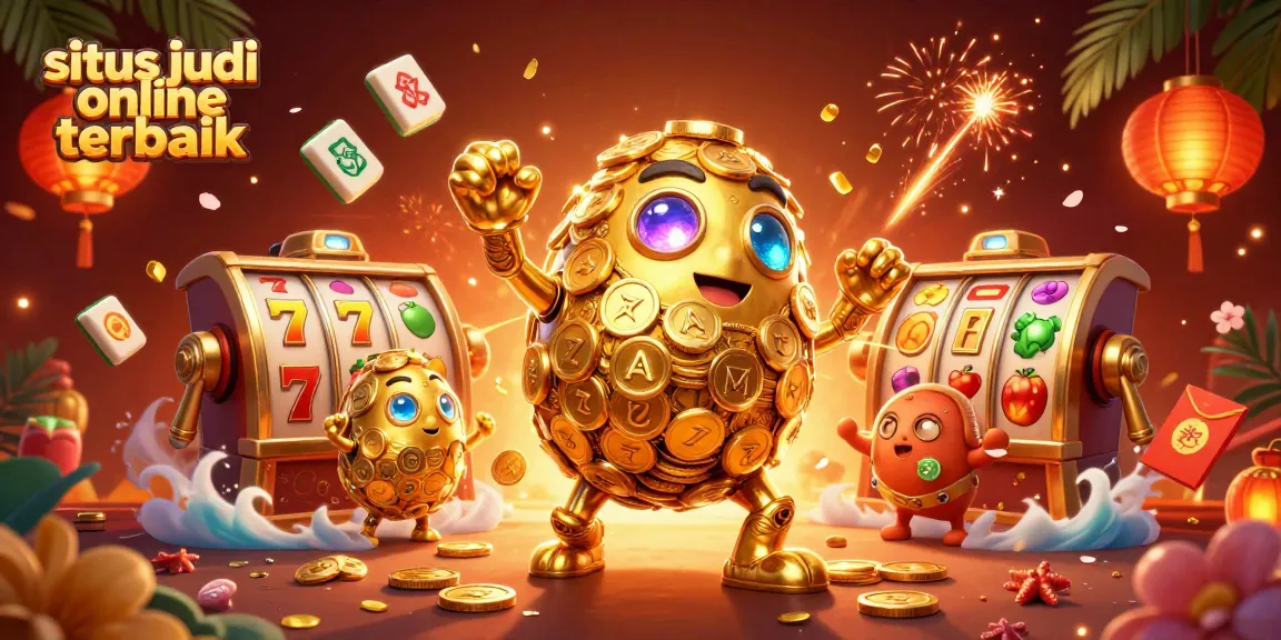 Menangkan jackpot dengan situs judi online terbaik dan simbol mesin slot berkilau di sekelilingnya.