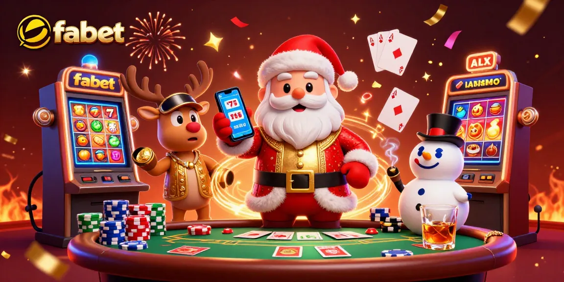Experience thrilling online slots and jackpots with fabet featuring festive casino characters.