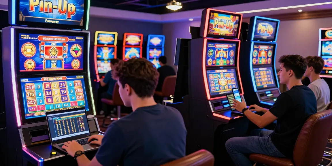 Engaged players exploring www.online-pin-up-paraguay.com in a vibrant online casino setting, highlighting excitement and user experience.