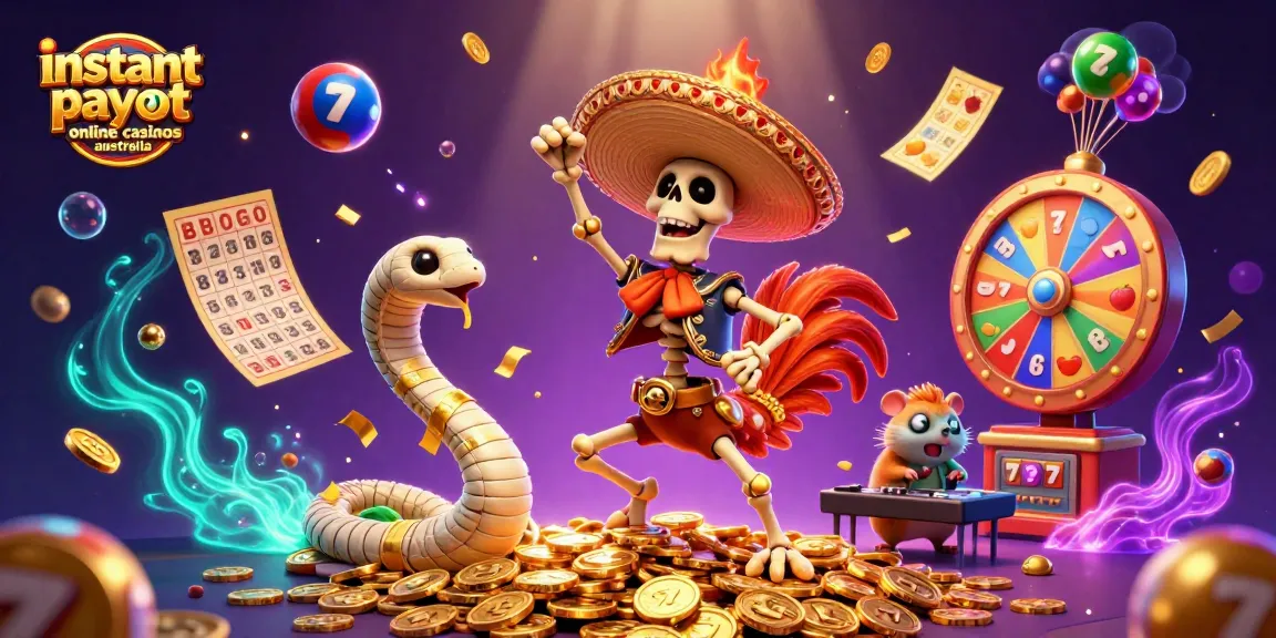 Experience instant payout online casinos australia with vibrant casino-themed characters and exciting visuals