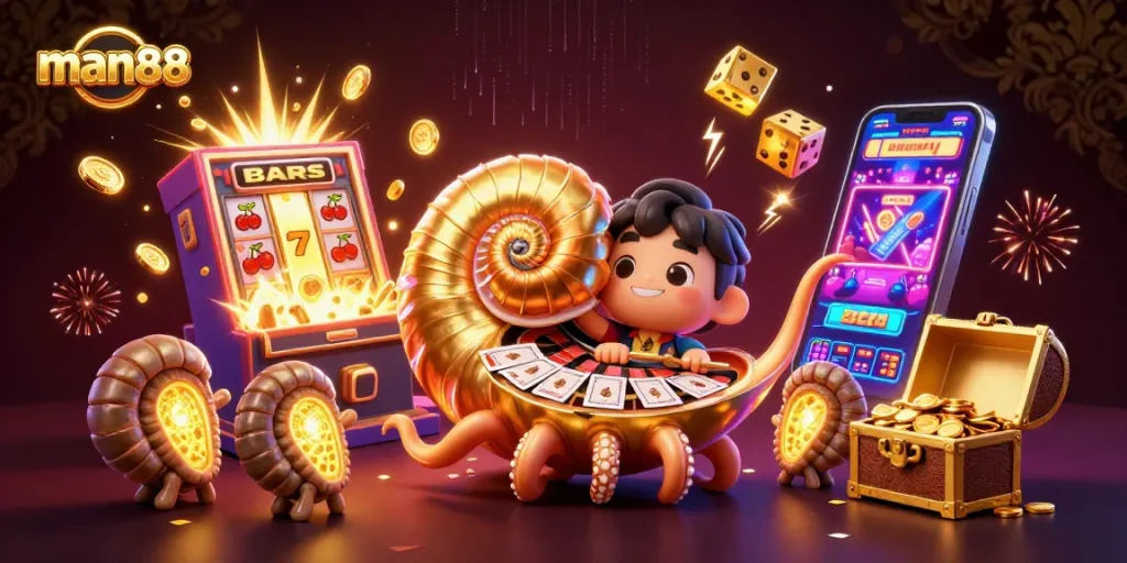 Experience the excitement of man88 with an ancient nautilus and soaring casino jackpots in vibrant 3D.