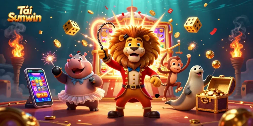 Engage in exciting gameplay with Tải Sunwin as vibrant characters and casino elements come to life in a rich, dynamic scene.